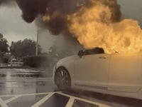 2 children rescued from vehicle on fire as woman shoplifts police
