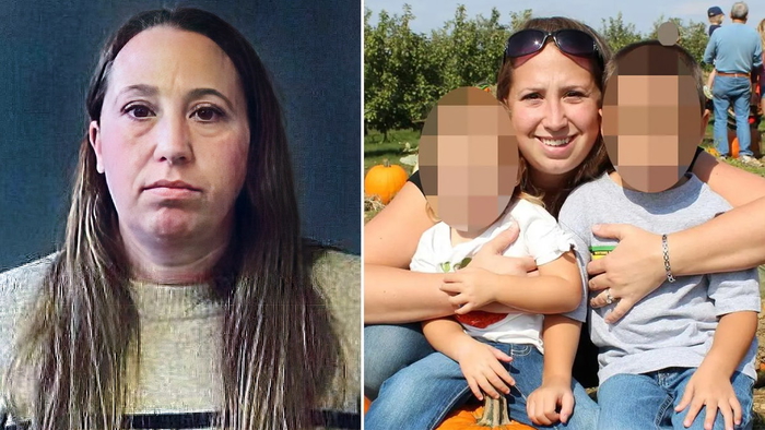 Foto de Cranick junto a una foto de ella y sus hijos