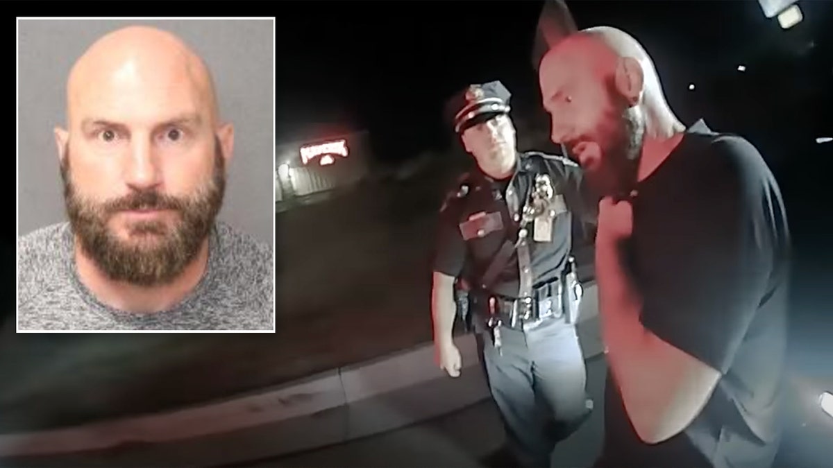 Jeremy Guthrie mug shot, inset, main photo from body cam during arrest