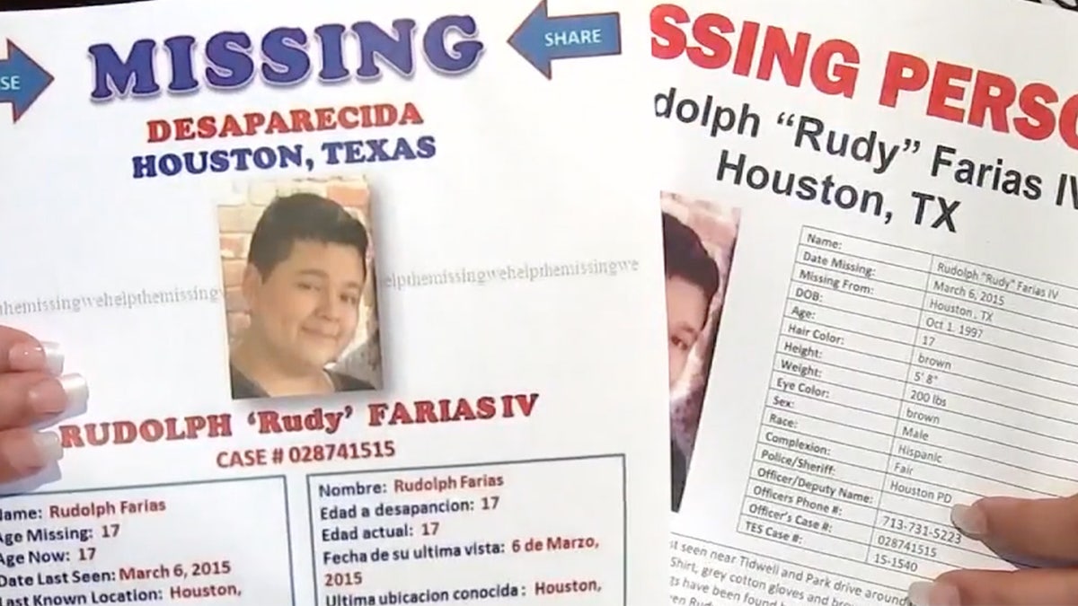 Carteles de personas desaparecidas para Rudy Farias.