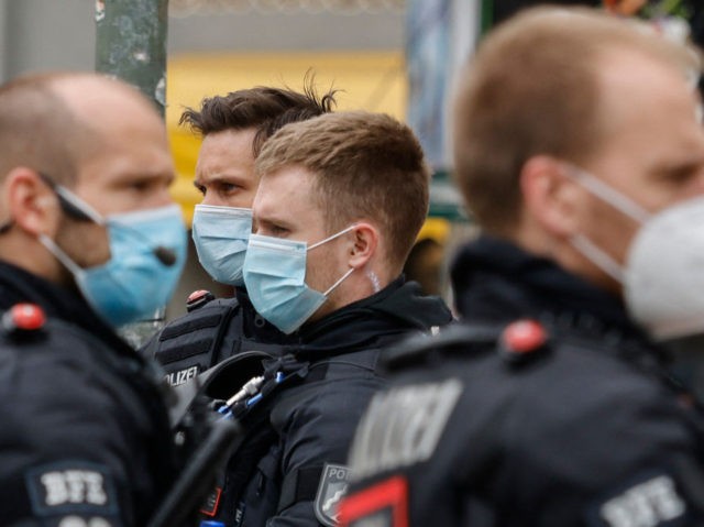 GERMANY-POLITICS-PROTEST-MAYDAY Police officers of an Arrest unit (BFE), brought in for the day from the German state of N